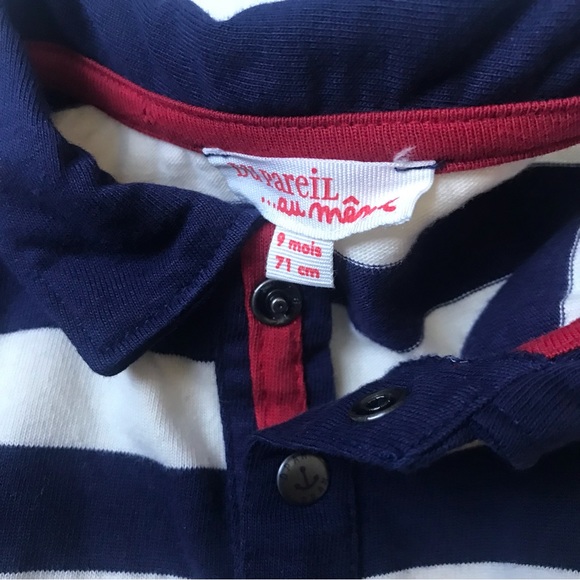 NWOT Du Pareil Au Même (DPAM) Blue Striped Long Sleeve Shirt, Size 9 Months. - Picture 5 of 5